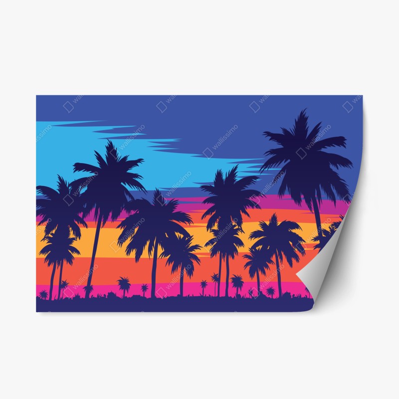 Repositionierbarer Aufkleber nebliger herbstlicher sonnenaufgang auf dem land – Wallnifity®