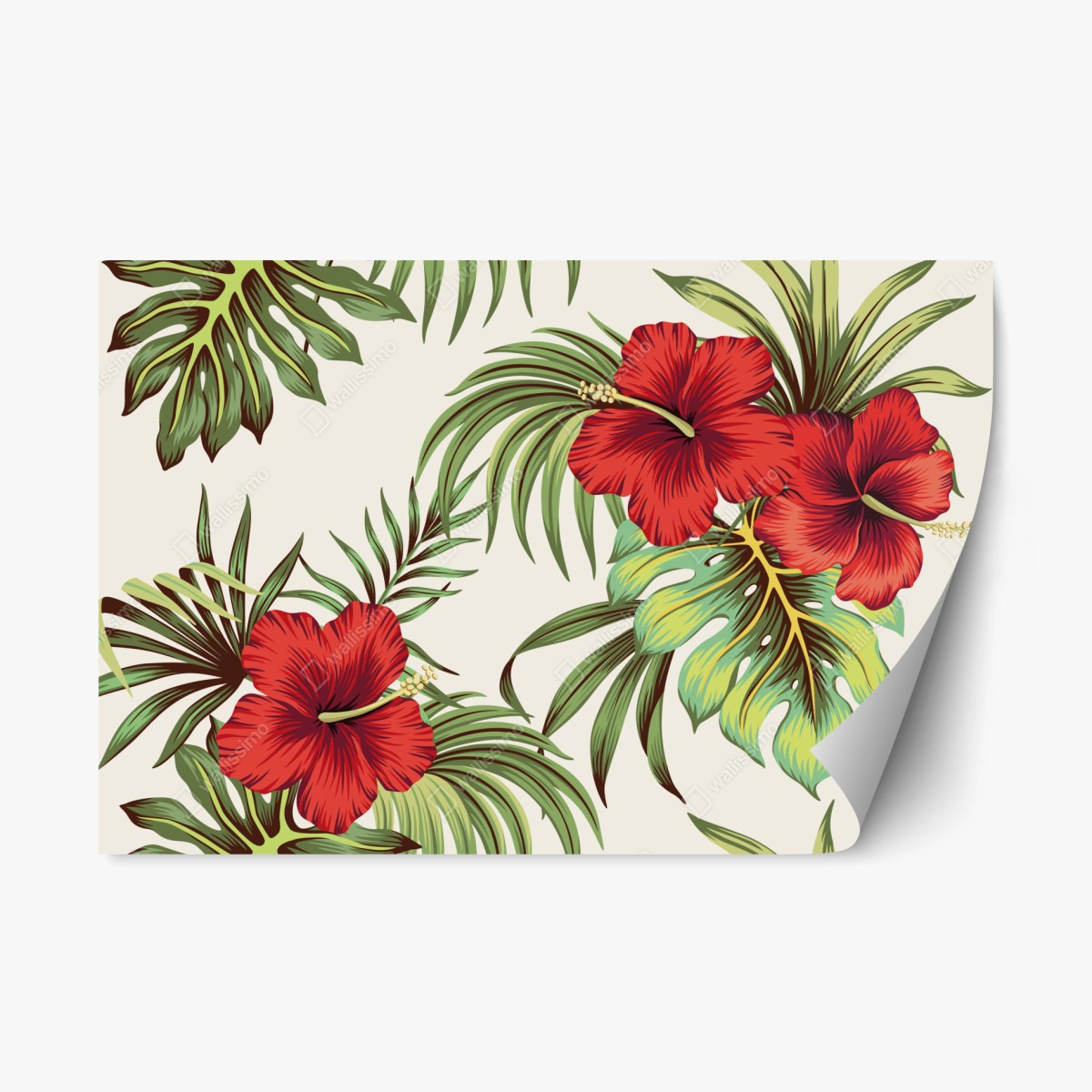 Repositionierbarer Aufkleber tropisches hibiskusmuster – Wallnifity®