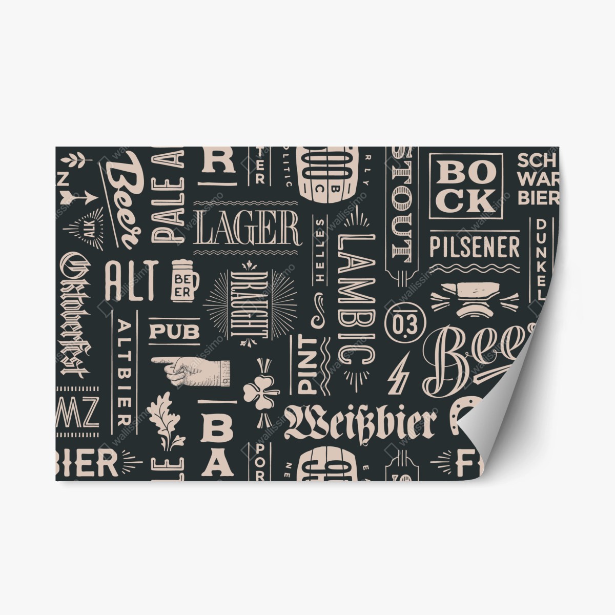 Repositionierbarer Aufkleber vintage collage mit bieretiketten – Wallnifity® Repositionierbarer Aufkleber vintage collage mit bieretiketten – Wallnifity®