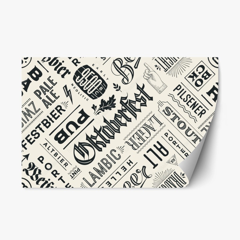 Repositionierbarer Aufkleber vintage bier etiketten typografie muster