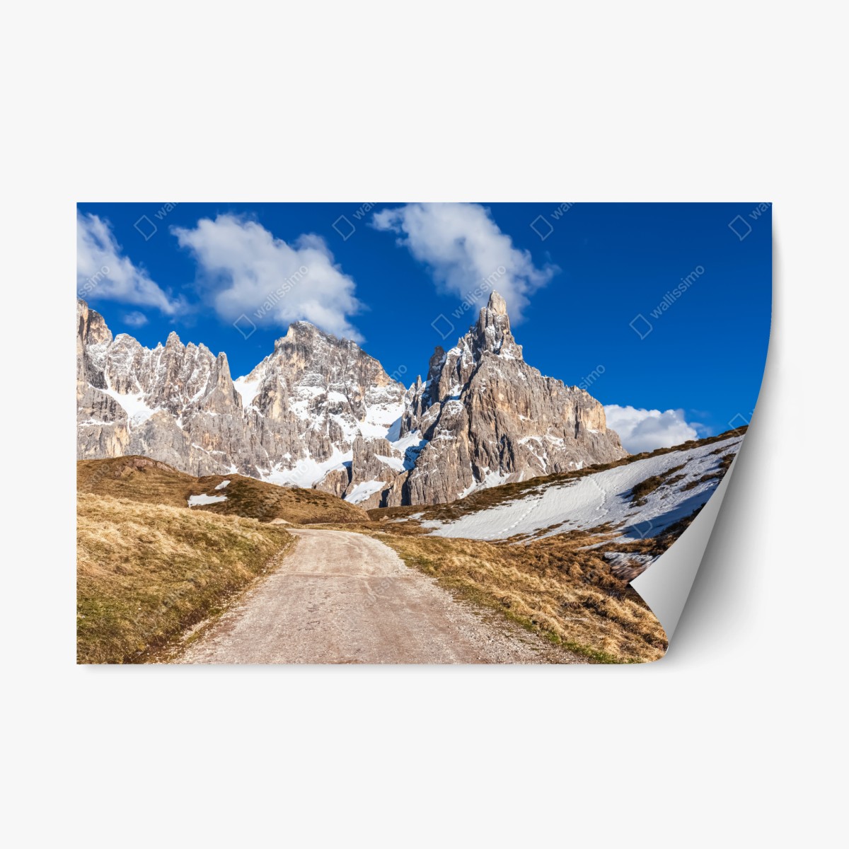 Repositionierbarer Aufkleber hohe berggipfel und ein sich windender weg – Wallnifity®