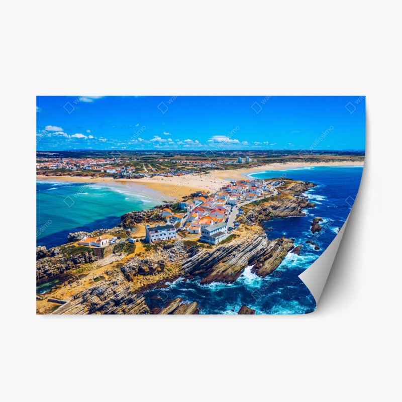 Repositionierbarer Aufkleber dunkelblaue marmor-abstraktion mit goldenen adern – Wallnifity®