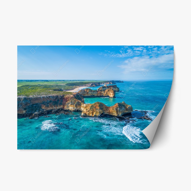 Repositionierbarer Aufkleber goldenes blumenornament auf nachtblauem hintergrund – Wallnifity®