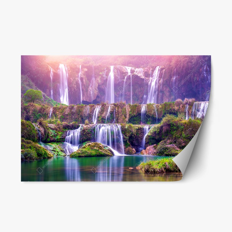 Repositionierbarer Aufkleber ruhiger grüner waldpfad – Wallnifity®