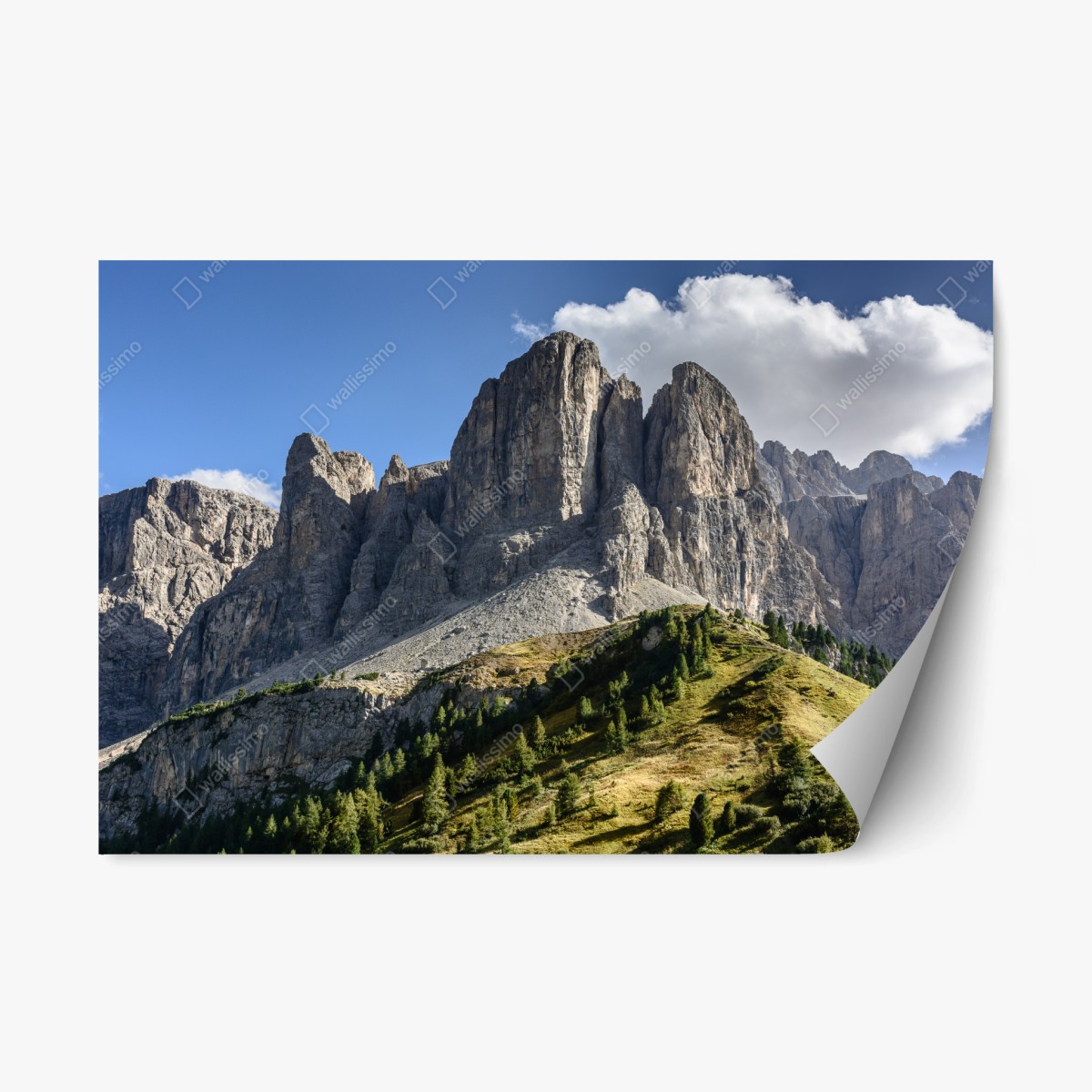 Repositionierbarer Aufkleber majestätische gipfel über grünen hügeln – Wallnifity®