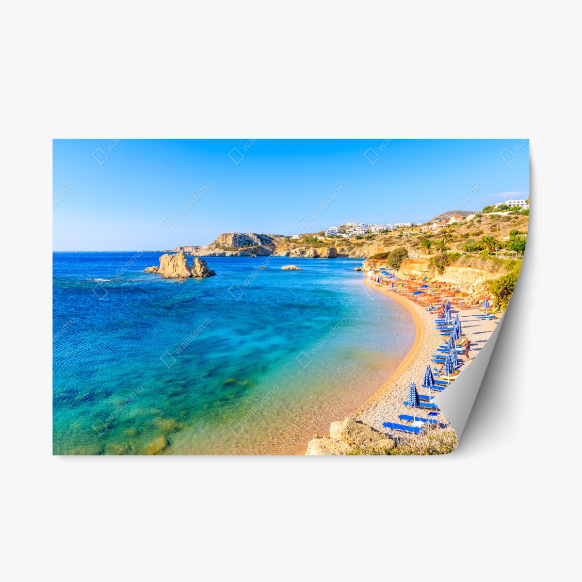 Repositionierbarer Aufkleber strand Ammopi, Karpathos türkisfarbene bucht – Wallnifity® Repositionierbarer Aufkleber strand Ammopi, Karpathos türkisfarbene bucht – Wallnifity®