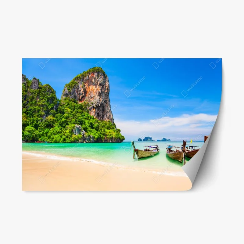 Repositionierbarer Aufkleber panorama des üppigen grünen wasserfalls – Wallnifity®