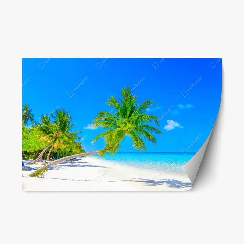 Repositionierbarer Aufkleber goldenes sonnenuntergangspanorama am strand mit Tafelberg – Wallnifity®