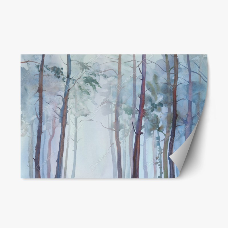 Repositionierbarer Aufkleber nebliger aquarellwald