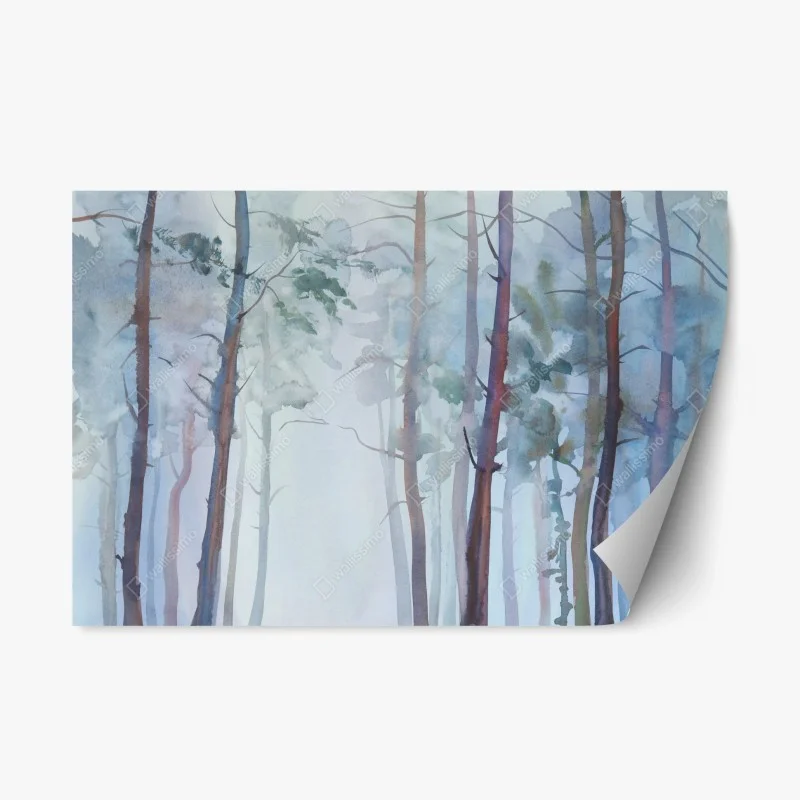 Repositionierbarer Aufkleber nebliger aquarellwald