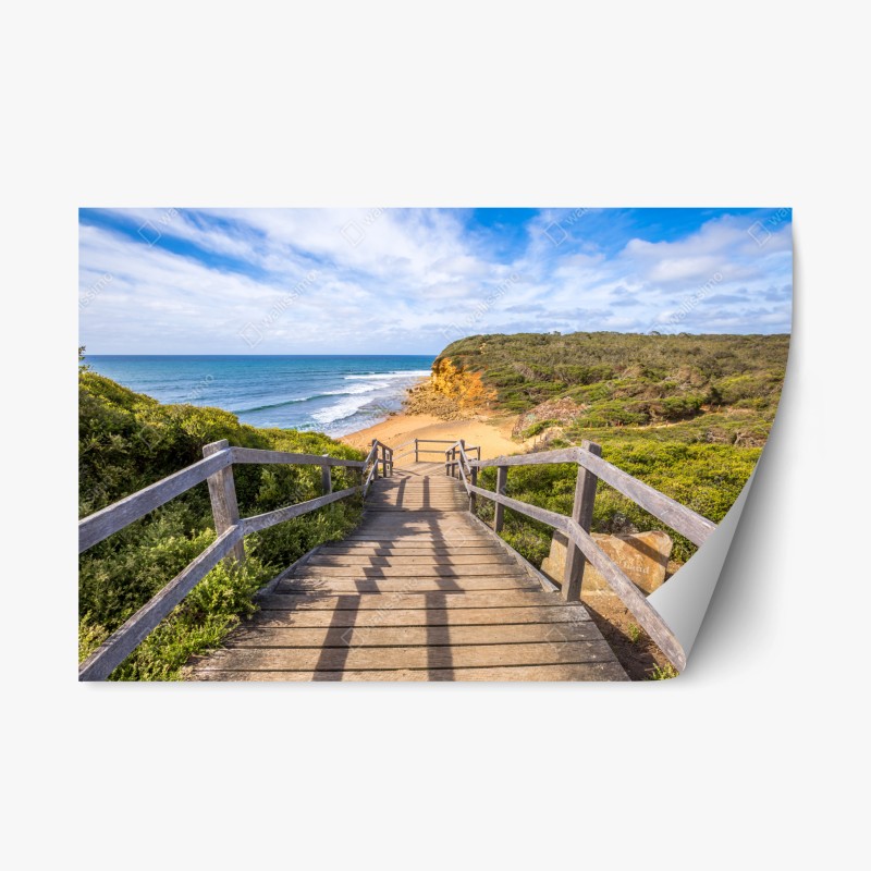 Repositionierbarer Aufkleber blumiges peonienmuster in türkis und marineblau – Wallnifity®