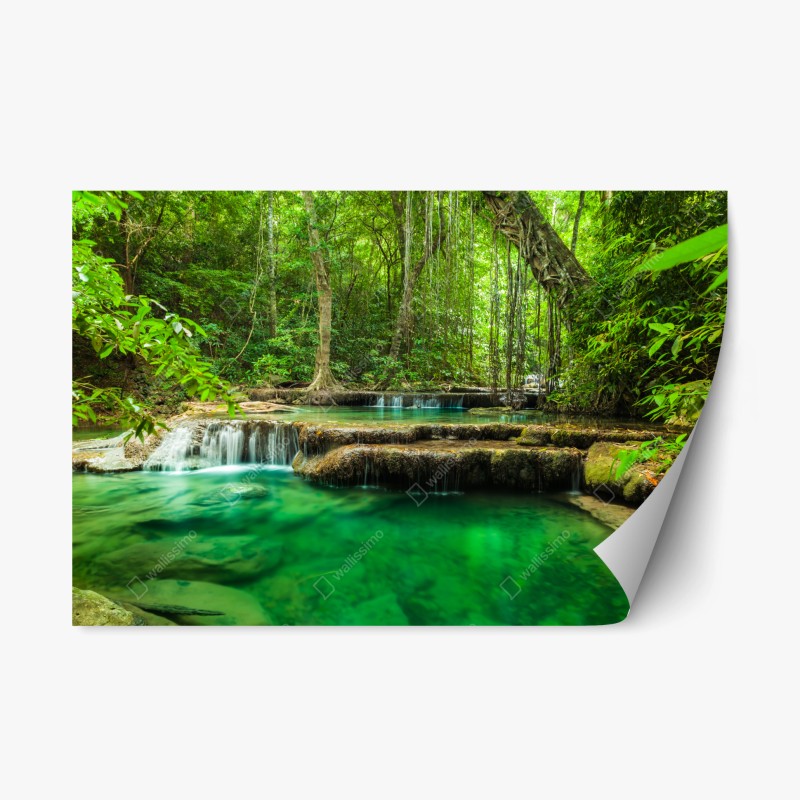 Repositionierbarer Aufkleber nebliger bergsonnenaufgang mit spiegelung – Wallnifity®