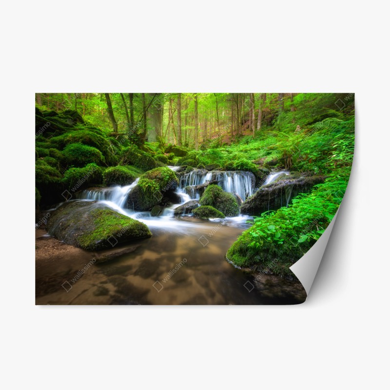 Repositionierbarer Aufkleber majestätische gipfel über grünen hügeln – Wallnifity®