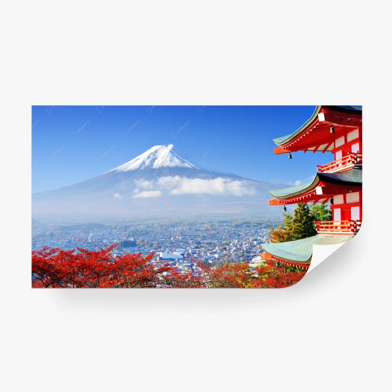 Fototapete Mount Fuji pagode herbstblick
