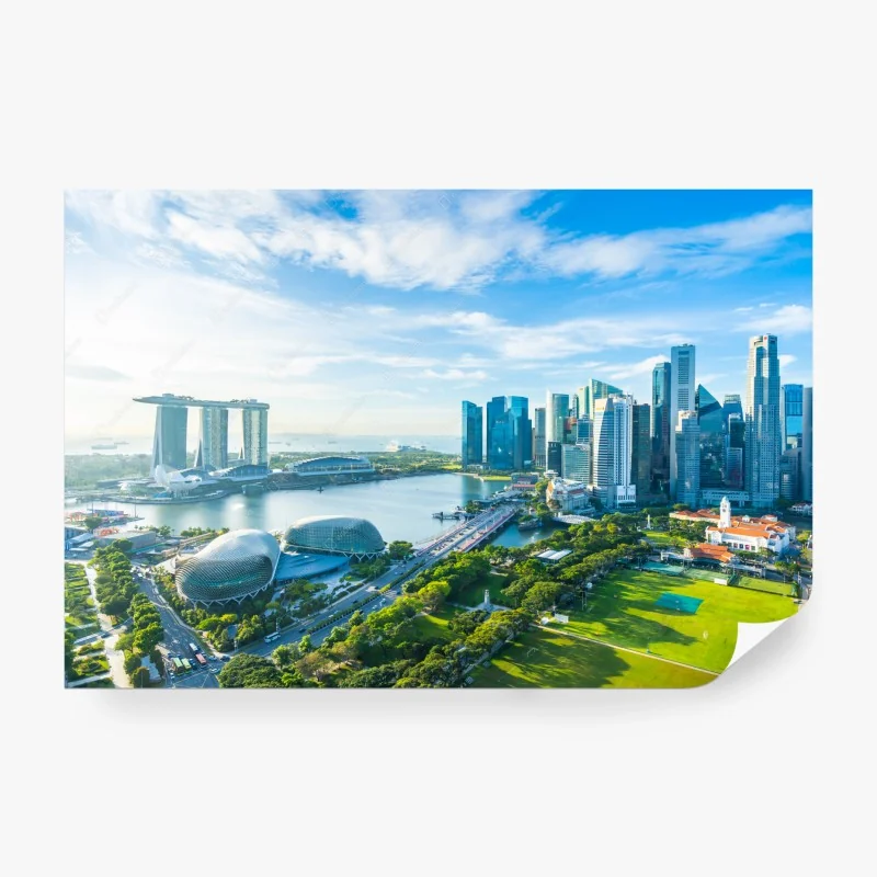 Fototapete Singapur skyline über Marina Bay