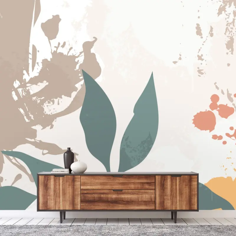 Fototapete zarter botanischer blattdruck