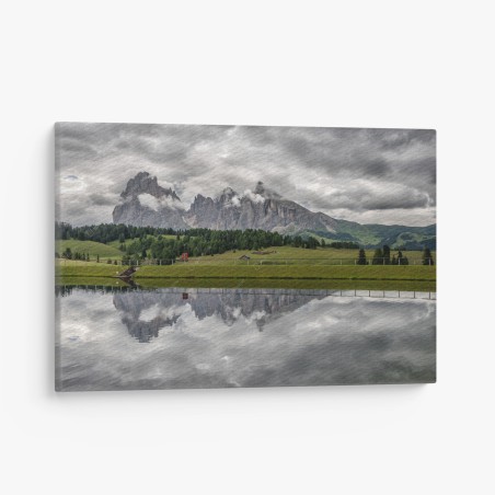 Leinwandbild dunkler himmel über Alpe di Siusi – Wallnifity®