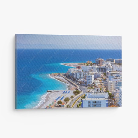 Leinwandbild Elli strand, Rhodos küstenpanorama – Wallnifity®