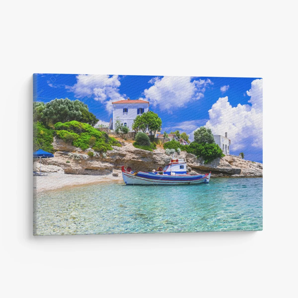 Leinwandbild idyllischer strand von Limnionas, Samos – Wallnifity® Leinwandbild idyllischer strand von Limnionas, Samos – Wallnifity®