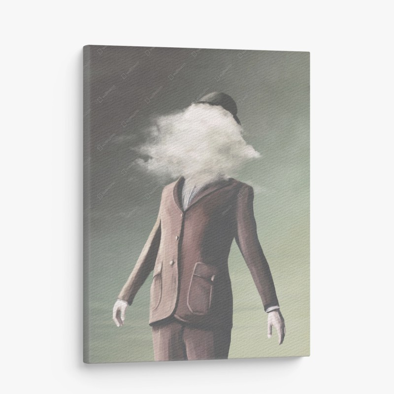 Leinwandbild mann mit wolkenkopf