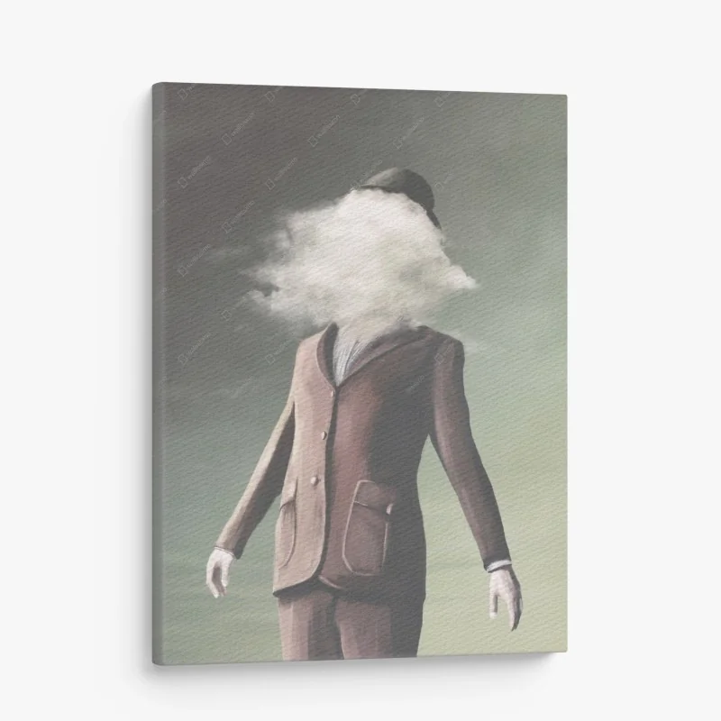 Leinwandbild mann mit wolkenkopf