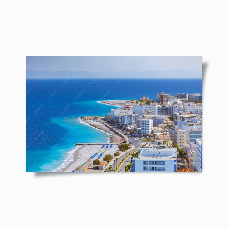 Poster Elli strand, Rhodos küstenpanorama