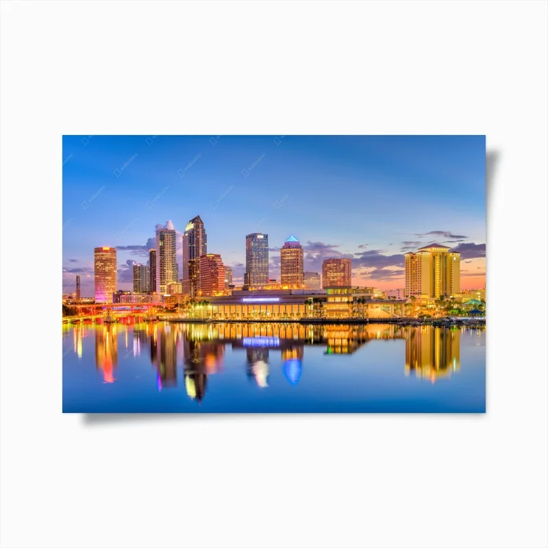 Poster Tampa skyline bei dämmerung