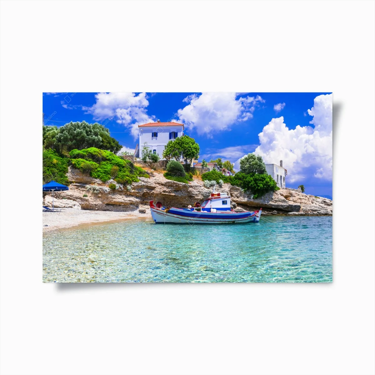 Poster idyllischer strand von Limnionas, Samos – Wallnifity® Poster idyllischer strand von Limnionas, Samos – Wallnifity®