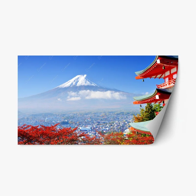 Repositionierbarer Aufkleber Mount Fuji pagode herbstblick