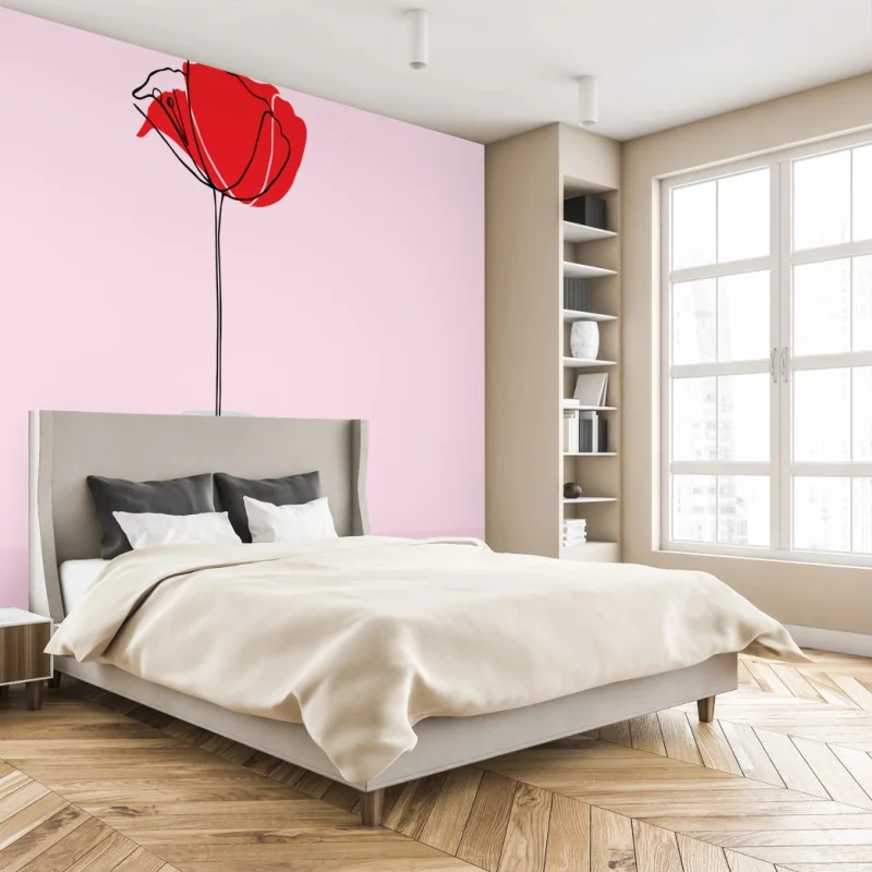 Fototapete roter mohn auf rosa hintergrund