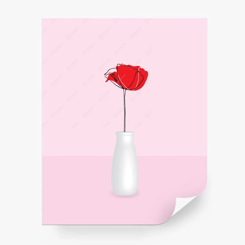 Fototapete roter mohn auf rosa hintergrund