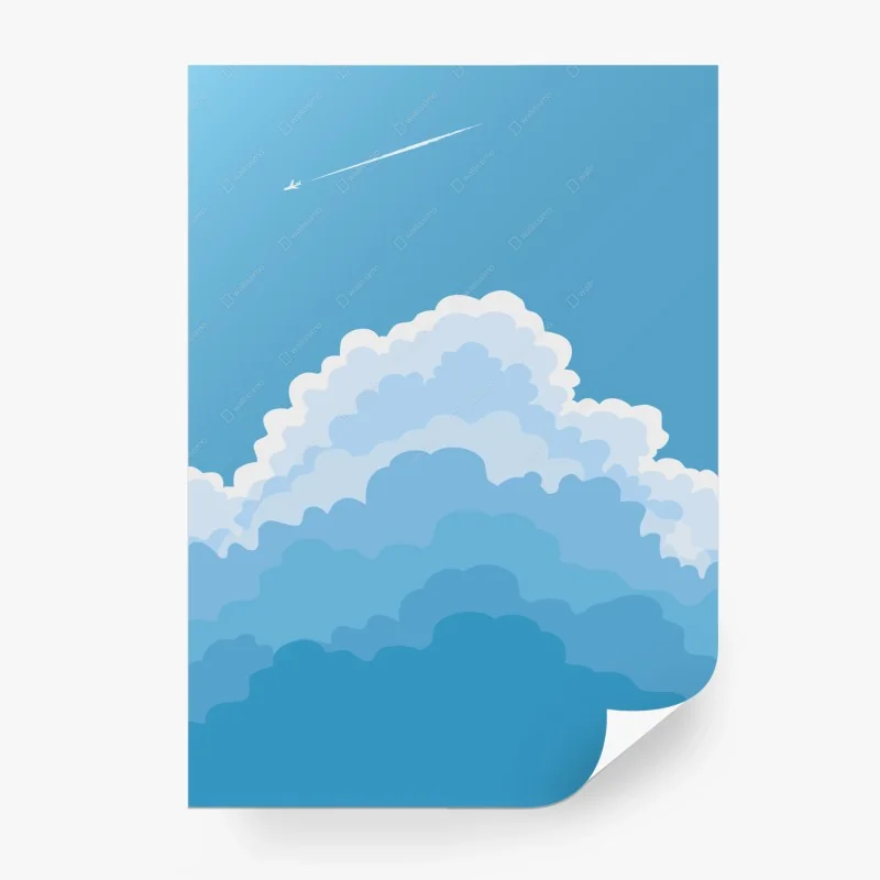 Fototapete blauer wolkenhimmel mit flugzeug