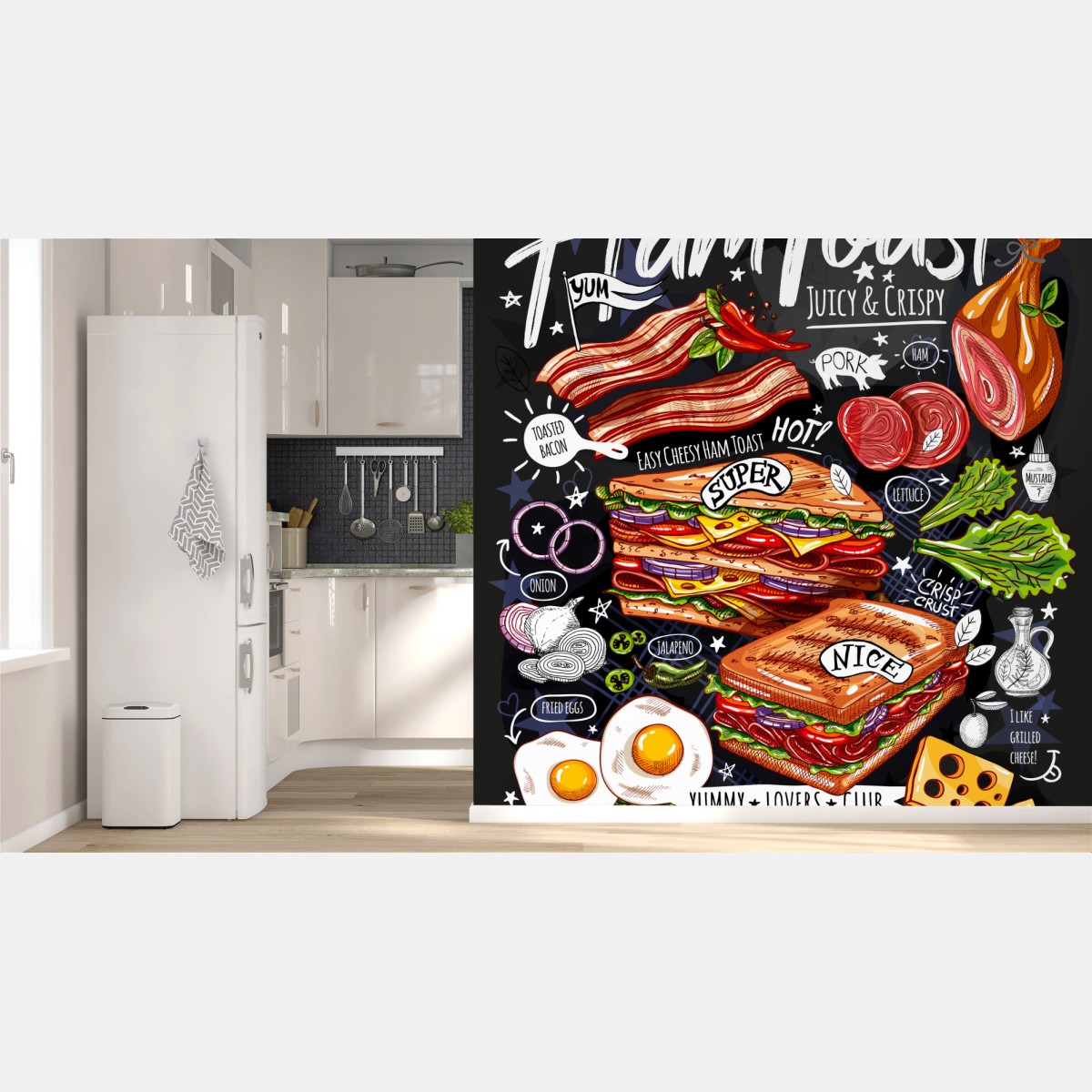 Fototapete saftiger schinkentoast – Wallnifity®