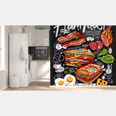 Fototapete saftiger schinkentoast – Wallnifity®