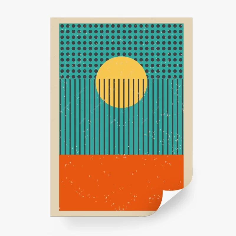 Fototapete retro geometrische sonne