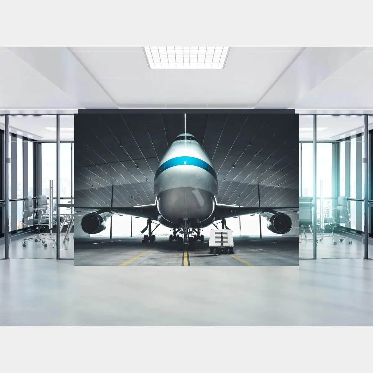 Fototapete frontansicht eines jets im hangar – Wallnifity®