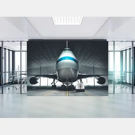 Fototapete frontansicht eines jets im hangar – Wallnifity®