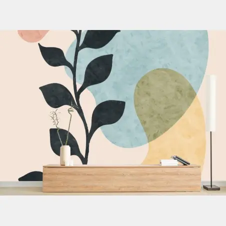 Fototapete abstrakte boho blätterkunst – Wallnifity®