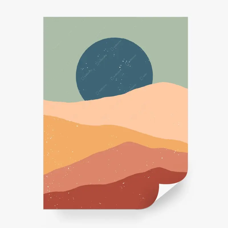 Fototapete abstrakte pastellwüstenlandschaft mit mond