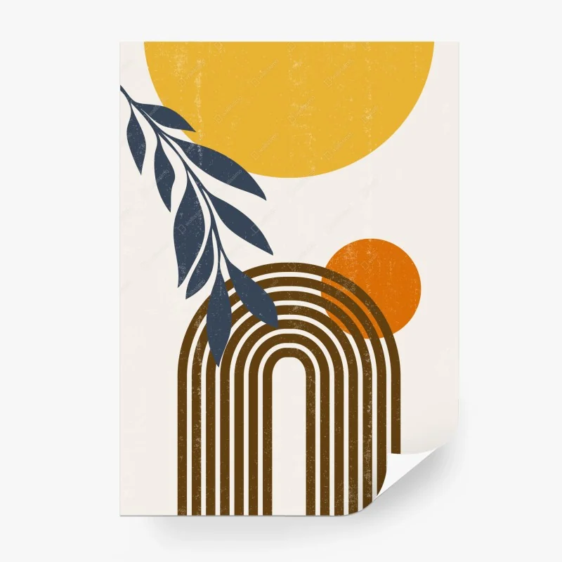 Fototapete boho abstrakter sonnen- und bogenprint