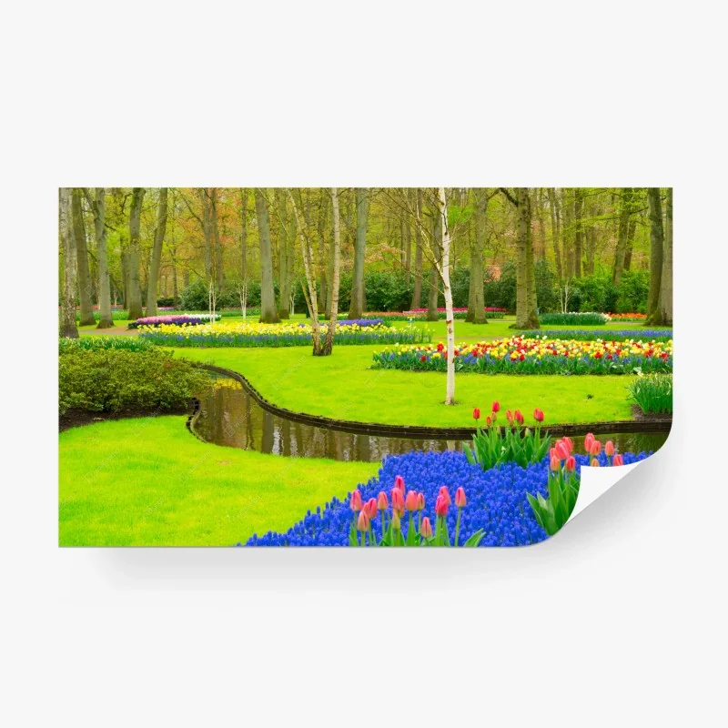Fototapete frühlingsgarten mit tulpen