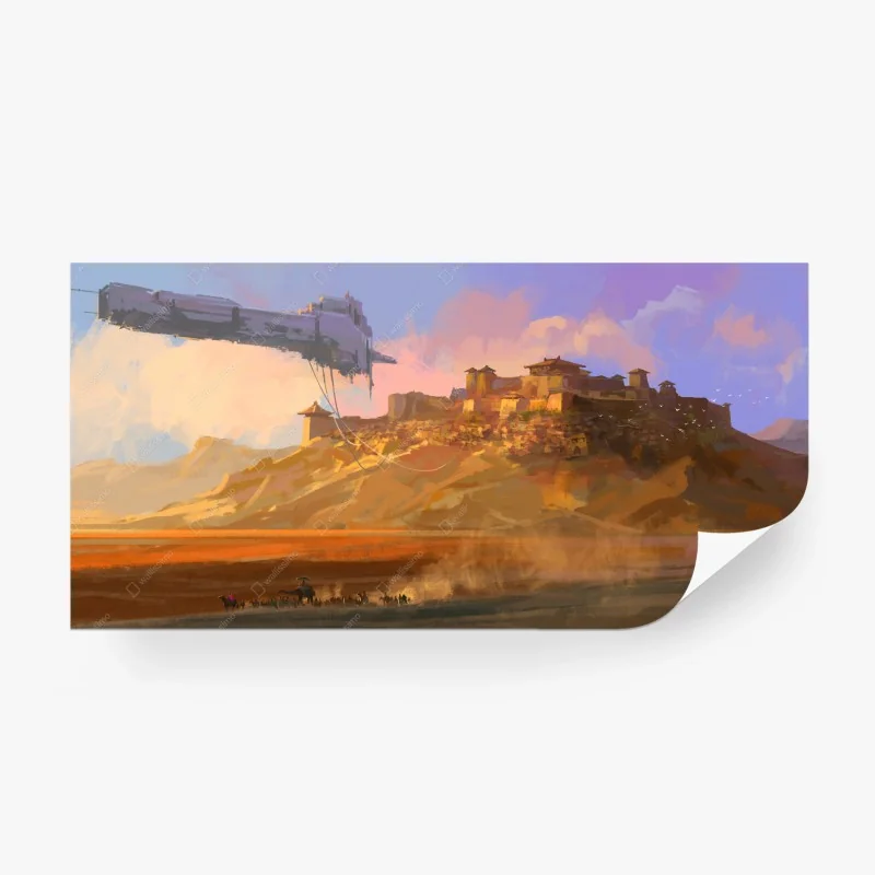 Fototapete verfallenes raumschiff über der Gobi