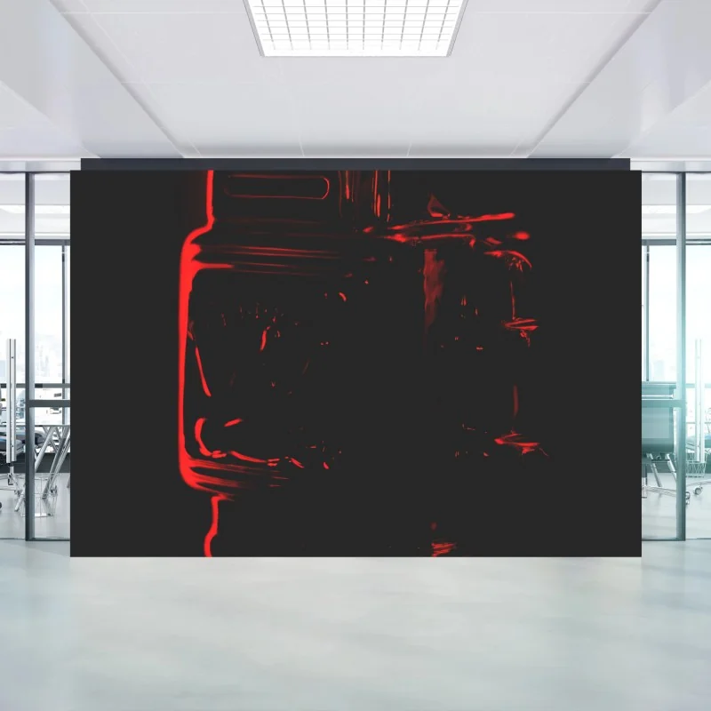 Fototapete rote robotersilhouette