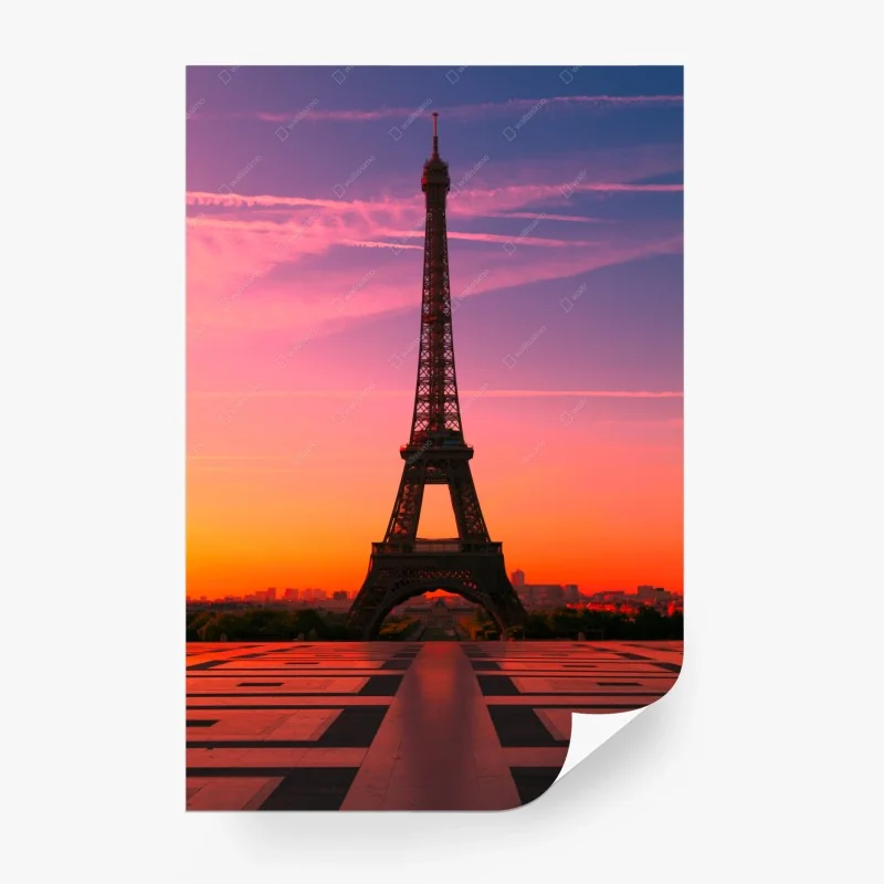 Fototapete sonnenaufgang über dem Eiffelturm