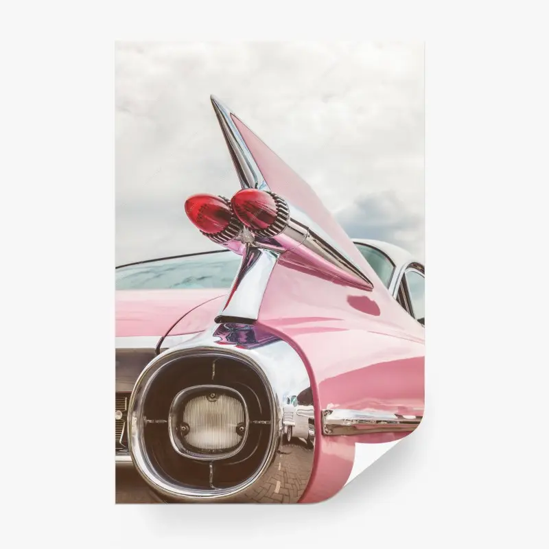 Fototapete rosa retro klassisches auto heckflosse