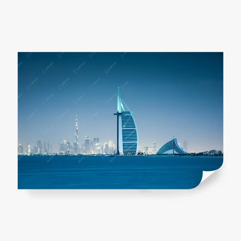 Fototapete Dubai skyline bei dämmerung