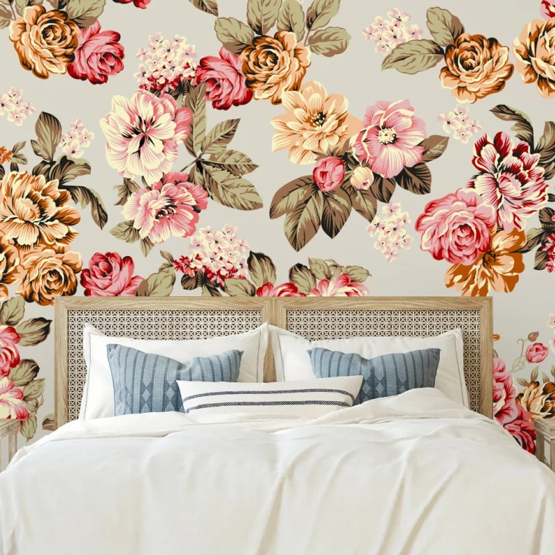 Fototapete vintage pastell blumenmuster