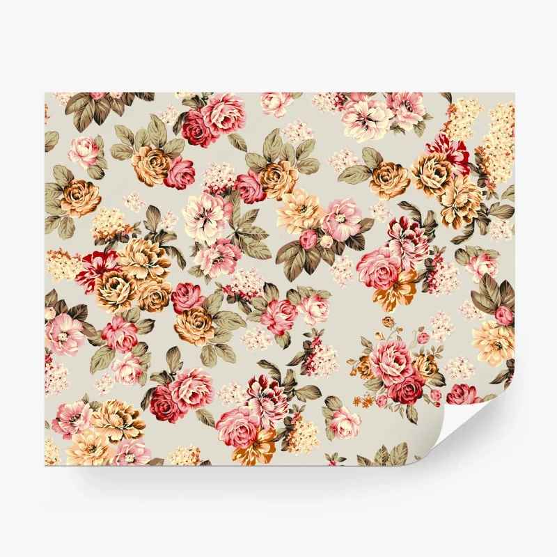 Fototapete vintage pastell blumenmuster