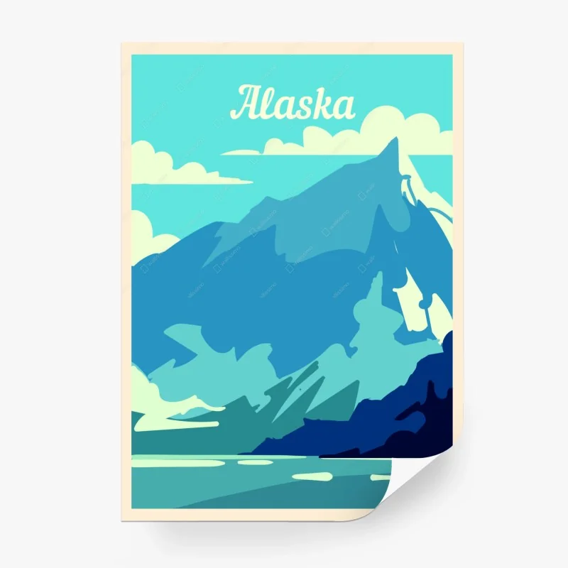 Fototapete Alaska retro bergposter