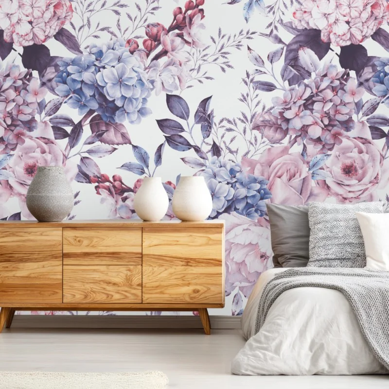 Fototapete pastell aquarell blumenmuster